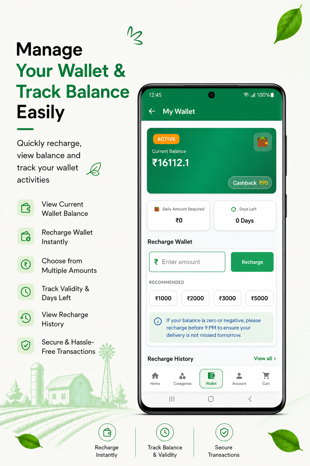 Freshyzo app wallet screen